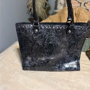 Patricia Nash Black Floral Embossed Tote